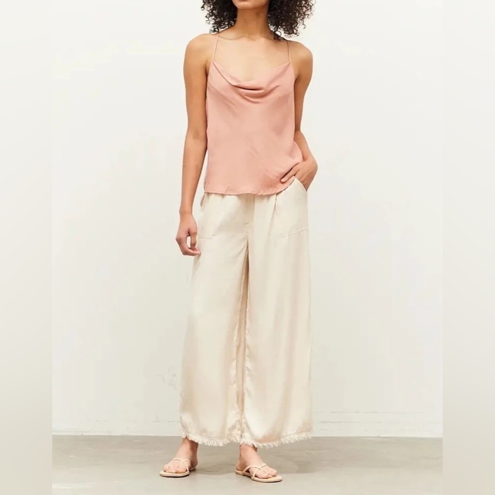 Grade & Gather Cowl Neck Silky Top in Rose Size Small